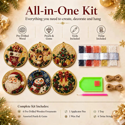 Christmas DIY Diamond Painting Ornaments Kit (6-Piece) – Xmas Tree Hanging Craft Decoration