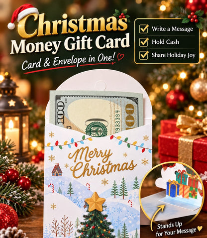 3D Christmas Money Gift Card, Pop Up Holiday Card with Cash Envelope, Creative Christmas Greeting Card for Kids, Family & Loved Ones