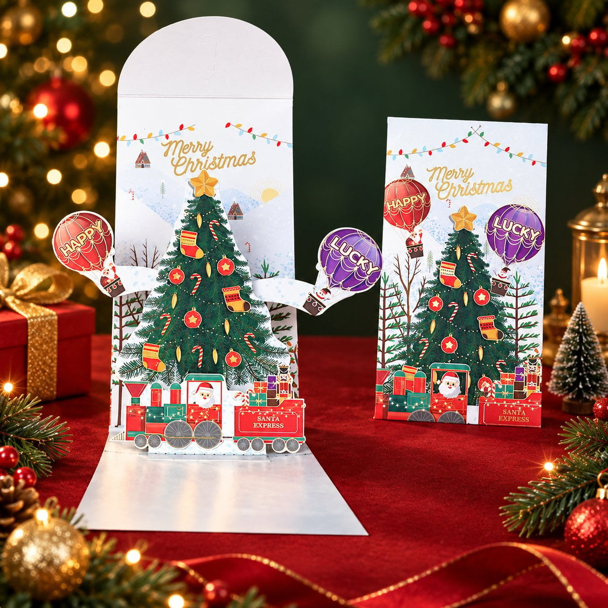 3D Christmas Money Gift Card, Pop Up Holiday Card with Cash Envelope, Creative Christmas Greeting Card for Kids, Family & Loved Ones