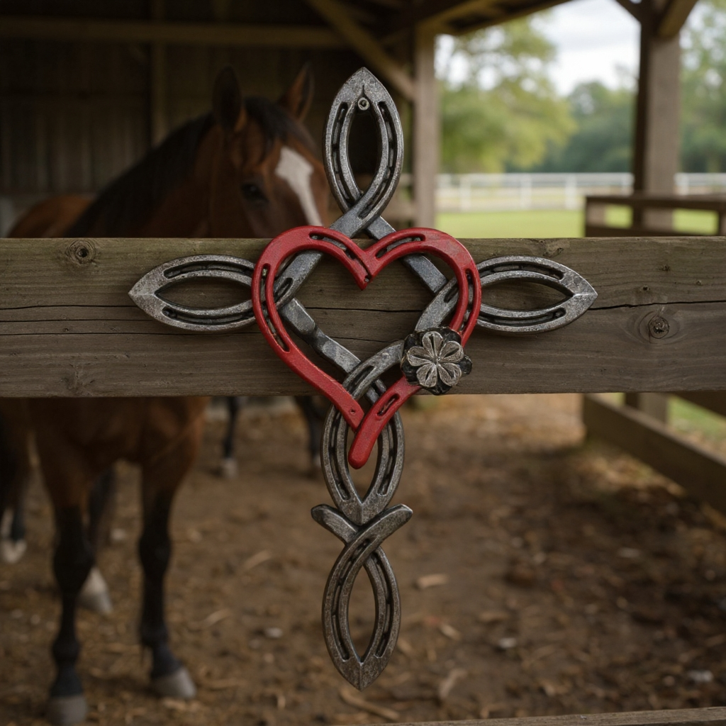 Blessed Horseshoe Cross with Heart - A Symbol of Faith, Protection, and Love That Endures (𝑱𝒐𝒓𝒅𝒂𝒏 𝑴𝒂𝒚𝒏𝒂𝒓𝒅 𝑯𝒂𝒏𝒅𝒎𝒂𝒅𝒆®) view 2