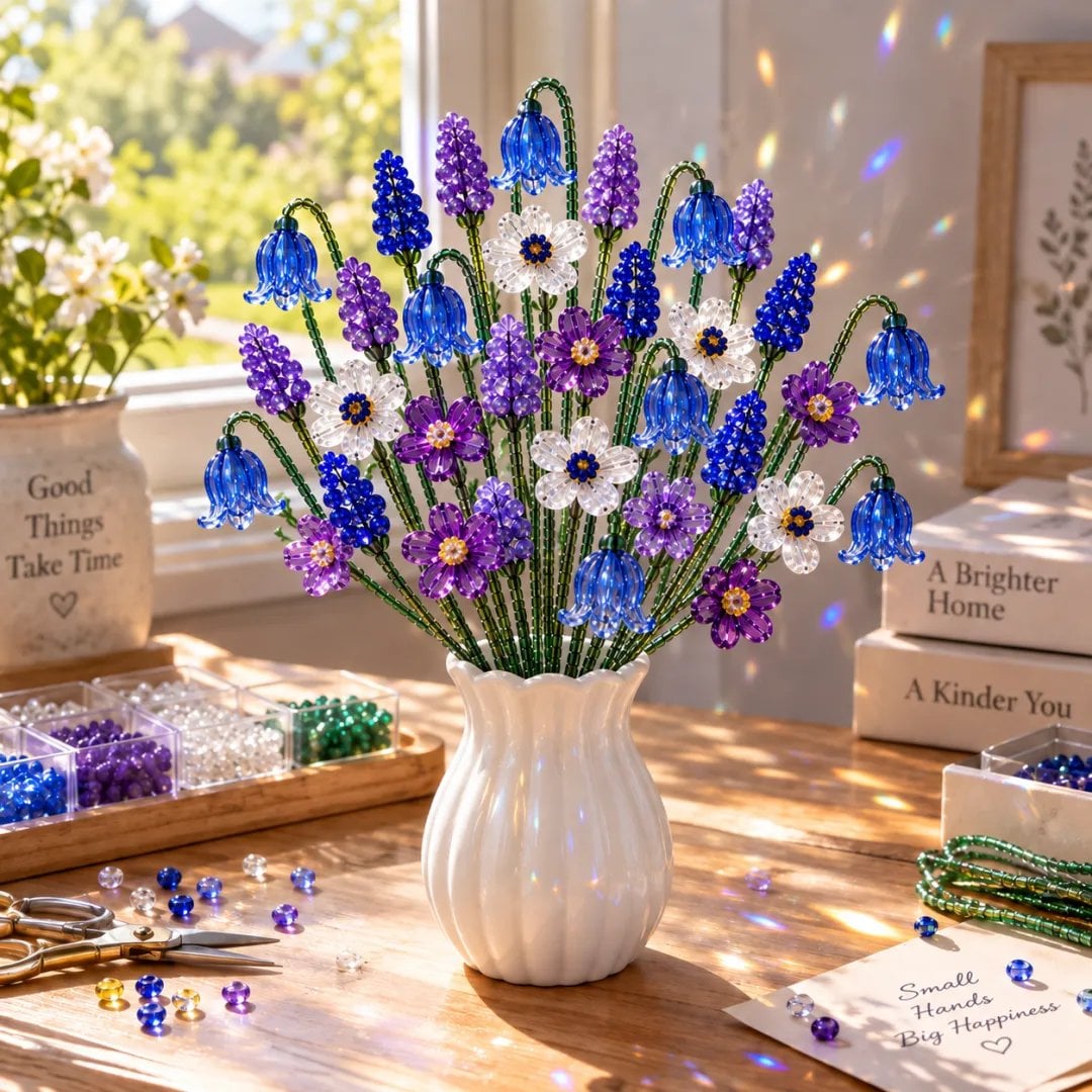 DIY Beaded Wildflower Bouquet Kit – Handmade Crystal Flower Craft Set view 5