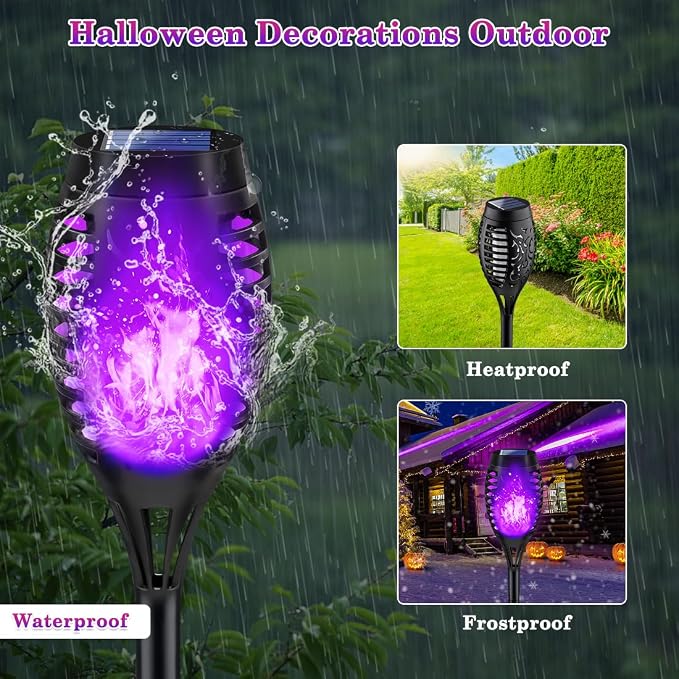 Flame Solar Halloween Lights for Halloween Decorations Outdoor view 3