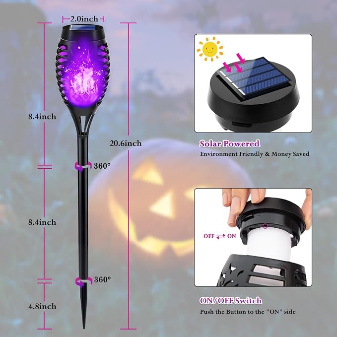 Flame Solar Halloween Lights for Halloween Decorations Outdoor view 4