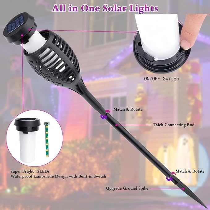 Flame Solar Halloween Lights for Halloween Decorations Outdoor view 5