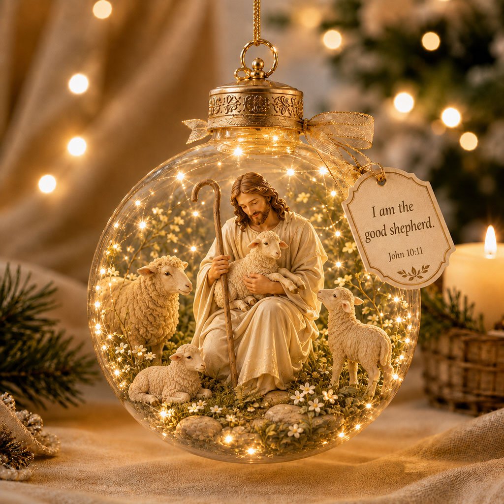 Illuminated Christian Scripture Keepsake Ornaments detail