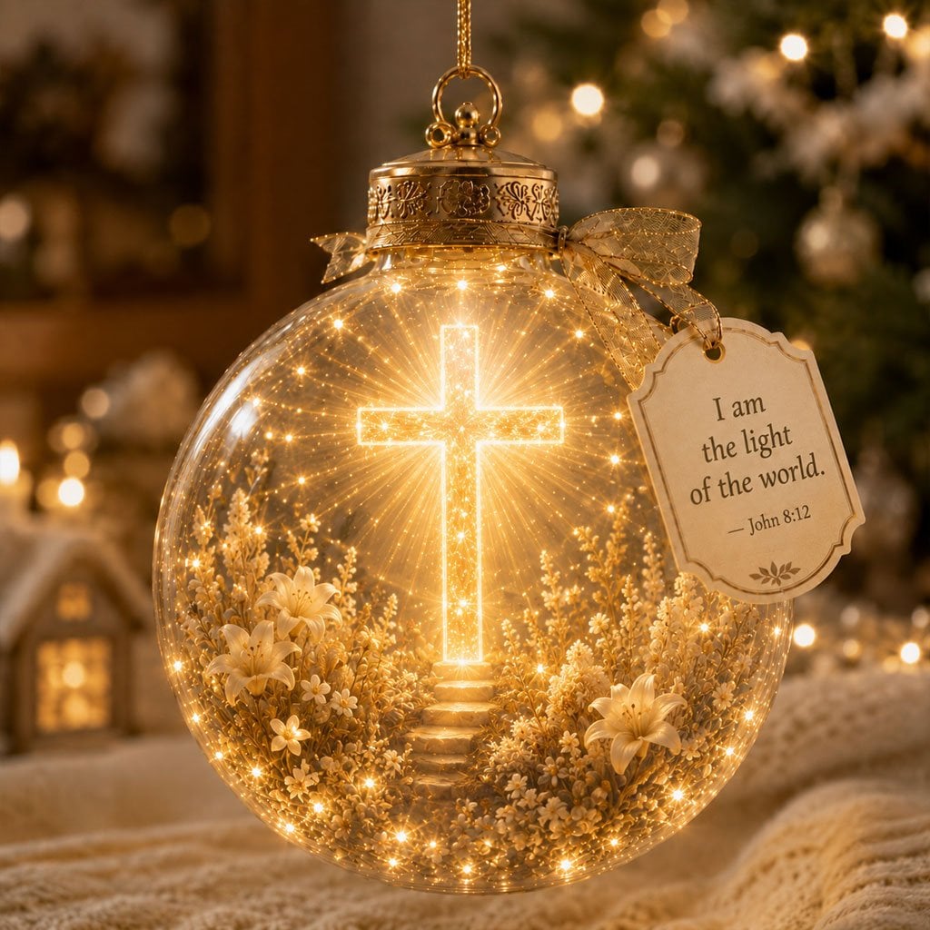 Illuminated Christian Scripture Keepsake Ornaments detail