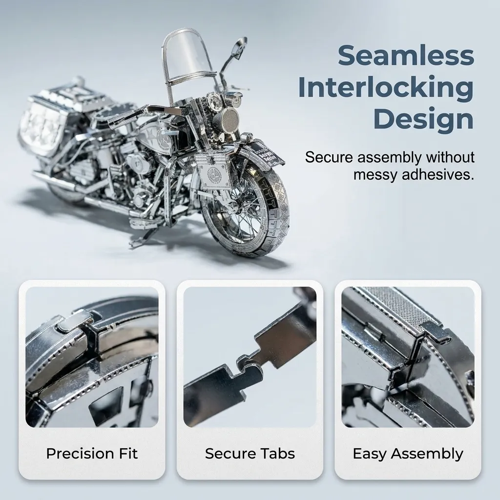 Silver Motorcycle 3D Metal Assembly Puzzle view 3