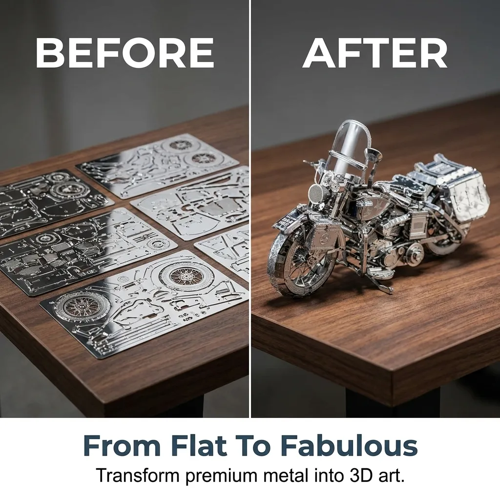 Silver Motorcycle 3D Metal Assembly Puzzle view 4